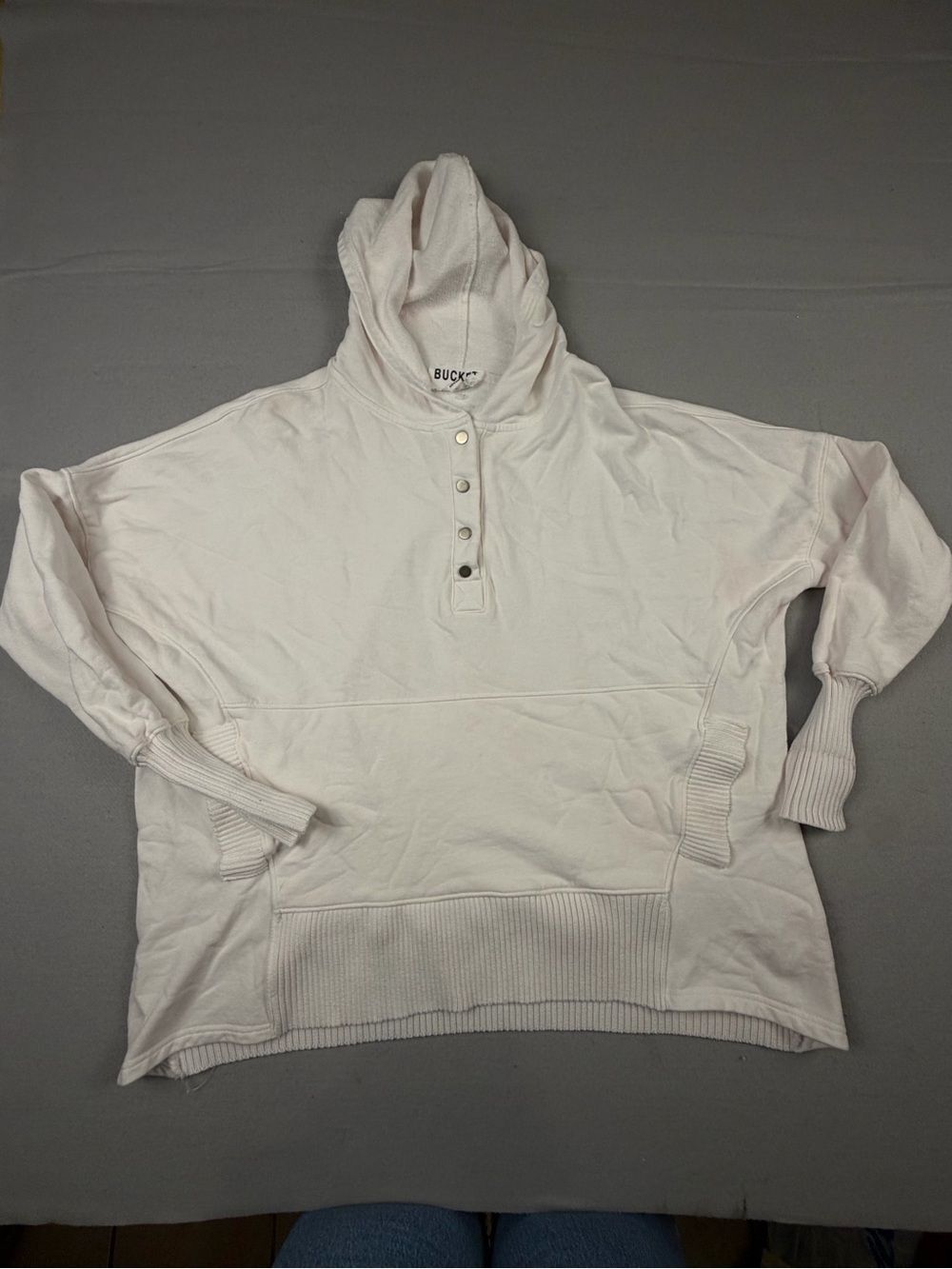 BUCKETLIST white Hooded Henley Pullover L